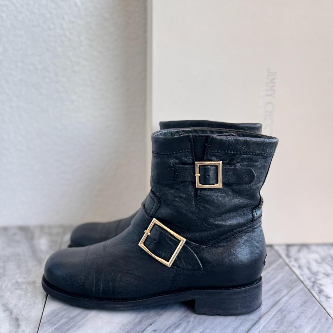 JIMMY CHOO ジミーチュウ　エンジニアブーツ ショートブーツ　黒　36