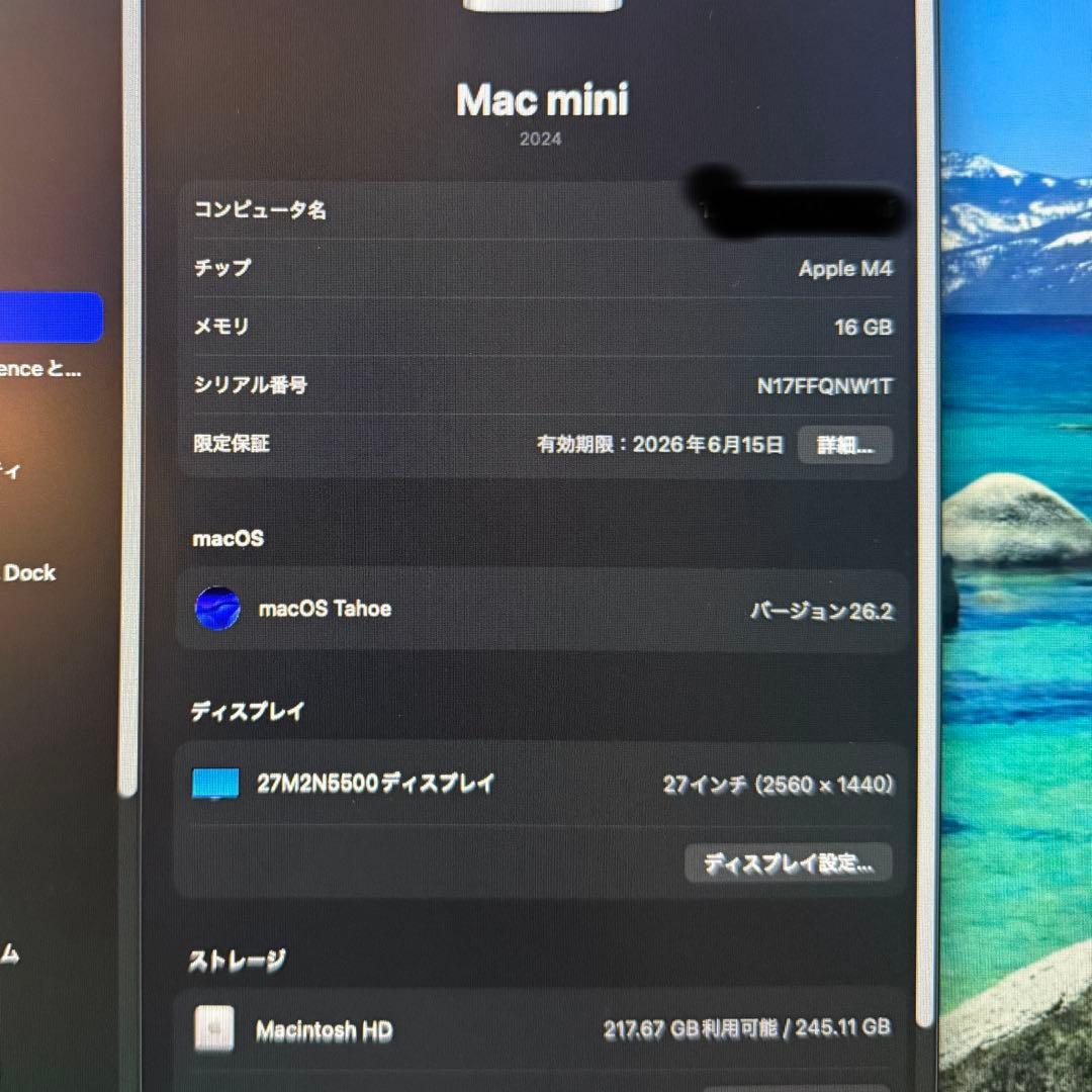 【美品】APPLE Mac mini M4 2024 16GB 256GB