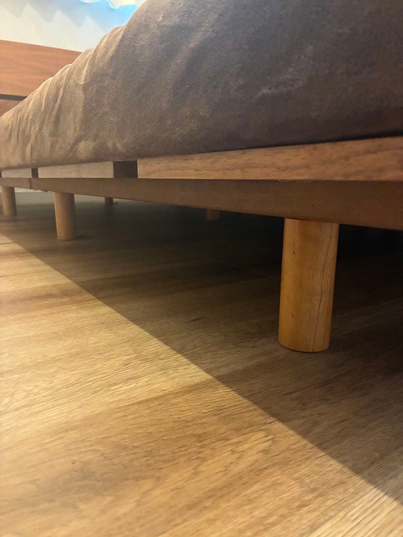 ニトリ　木製セミダブルベッドフレーム ブラウン