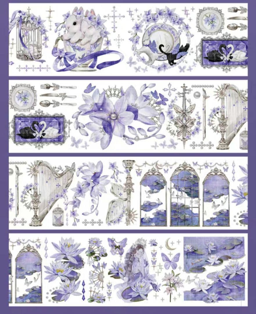 巻売 542★ 海外 マスキングテープ マステ PET 装飾 花 人物 虹光