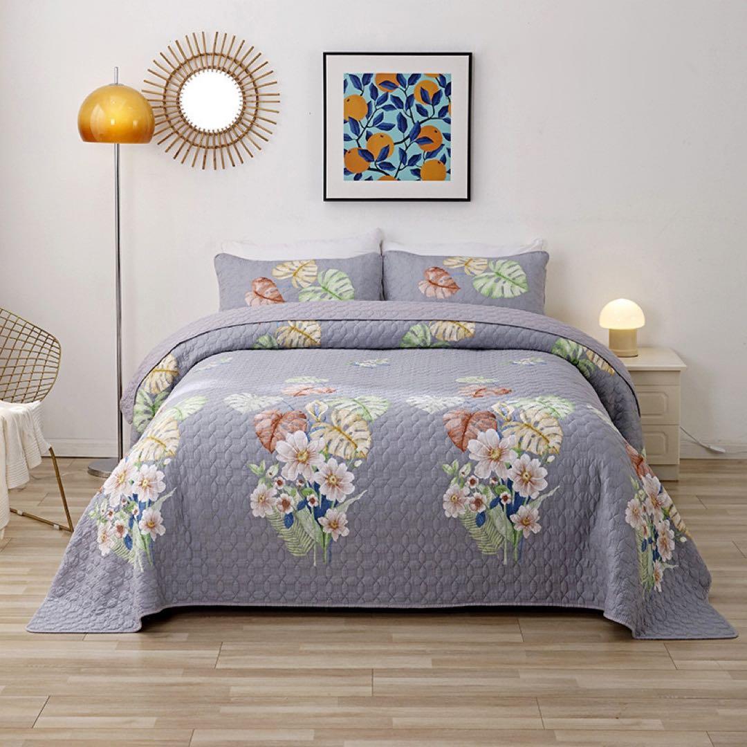 キルトベッドカバー3点セット綿マルチカバー キルティング 288