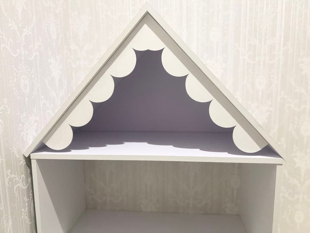 ハンドメイド　家型ホワイト2段シェルフ