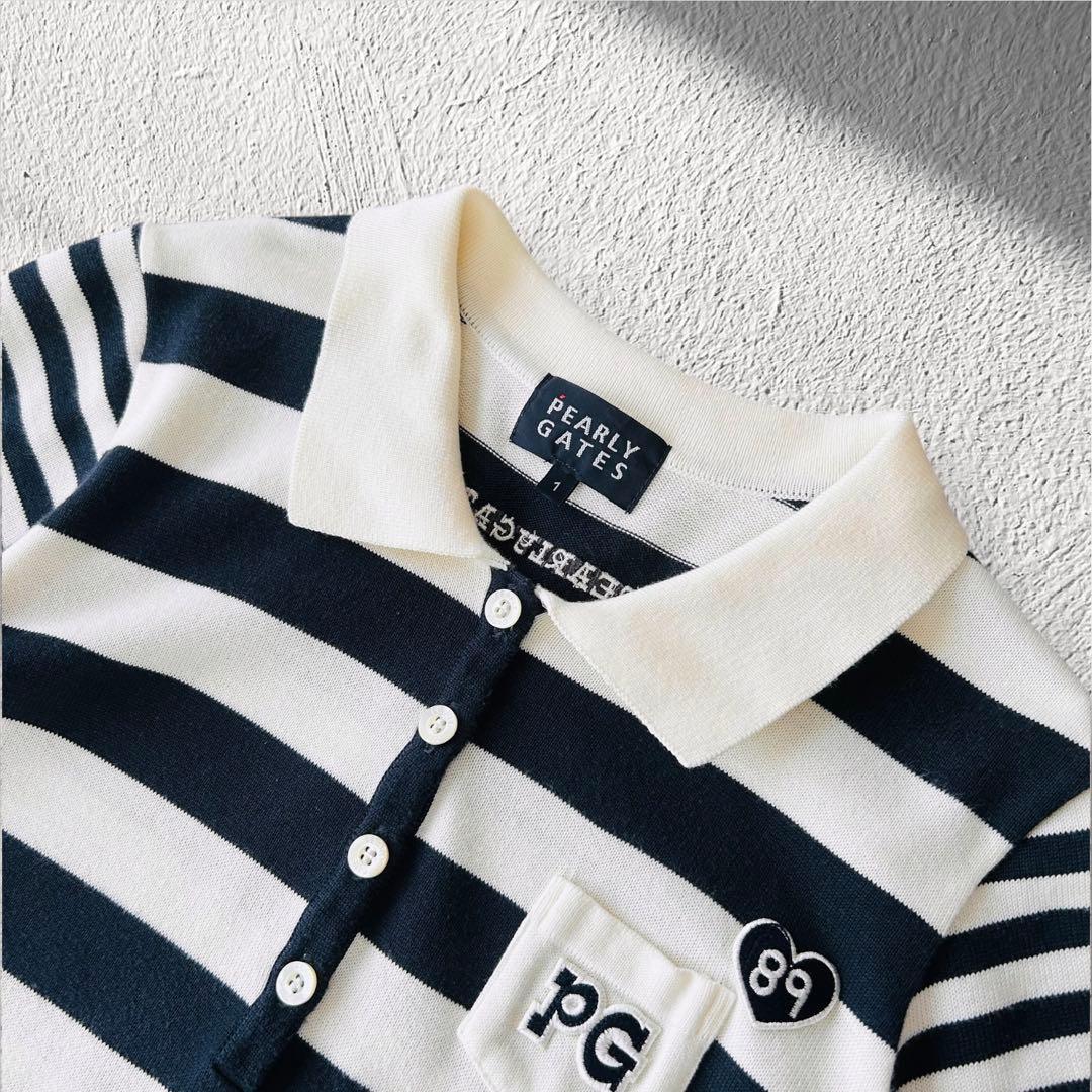 【美品】パーリーゲイツ 薄手ニット ワンピース ボーダー プリーツ スカート