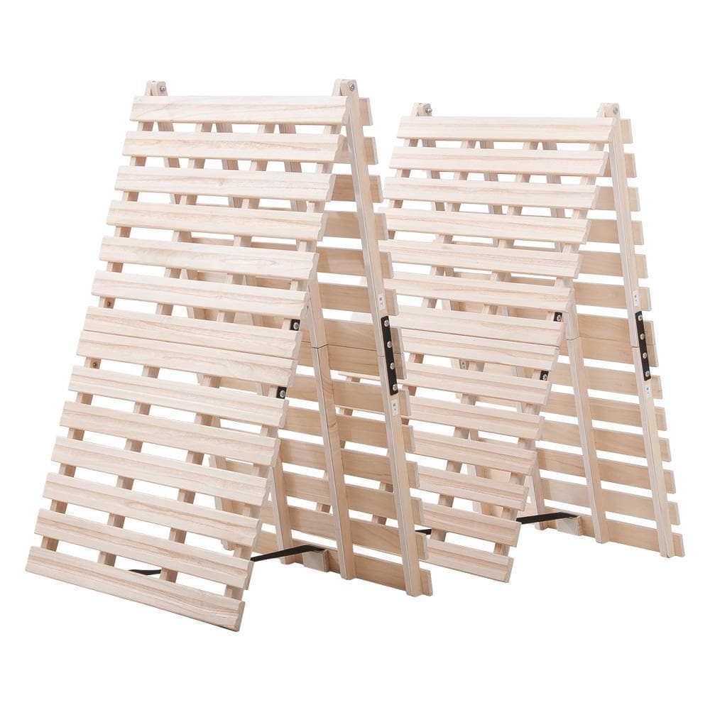 すのこベッド　折りたたみ　天然桐二つ折りベッドフレーム　木製ダブル2折桐木床 D