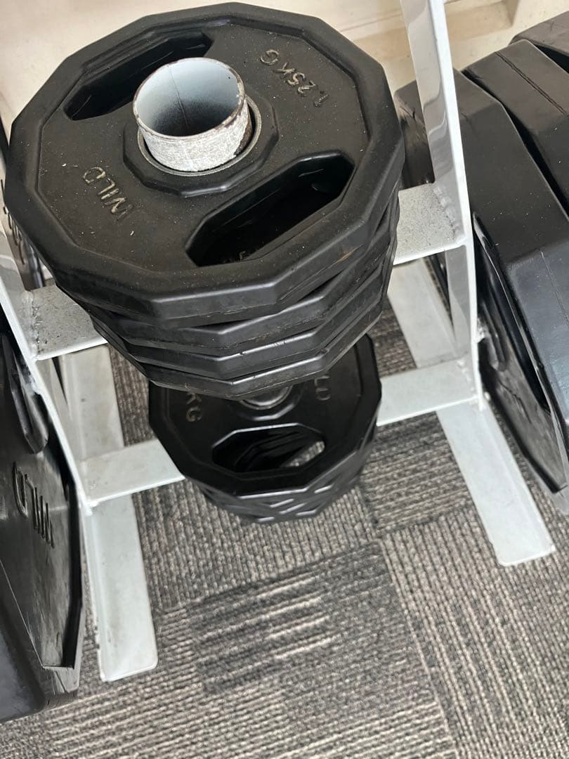 WILD オリンピックウプレート台とプレートバーベル合計155kgセット