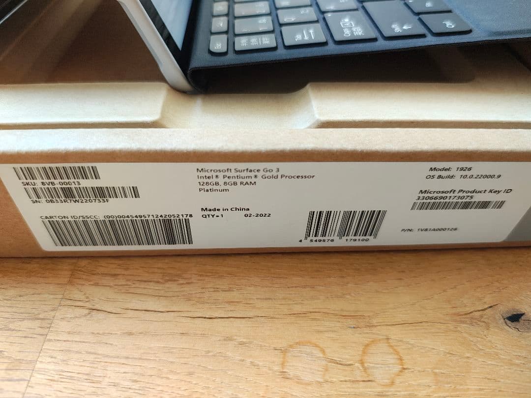 Microsoft Surface Go 3 128GBSSD　バッテリ95%