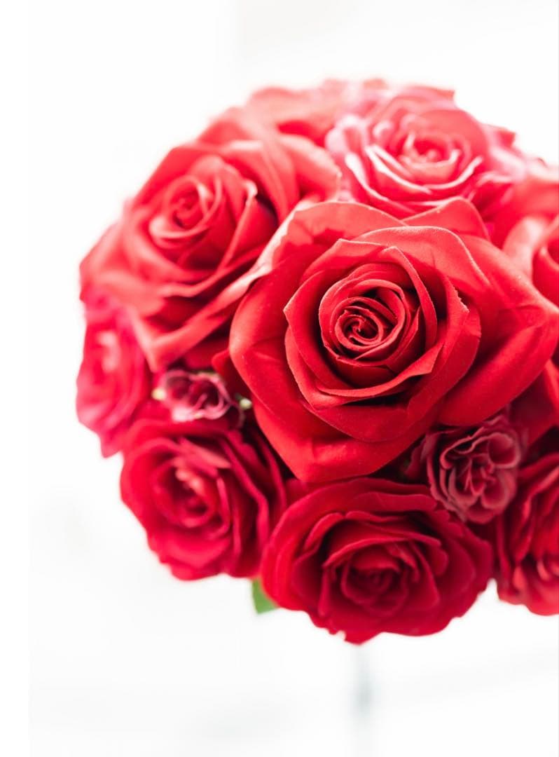 赤い薔薇　ブーケ＆ブートニア　バラ造花