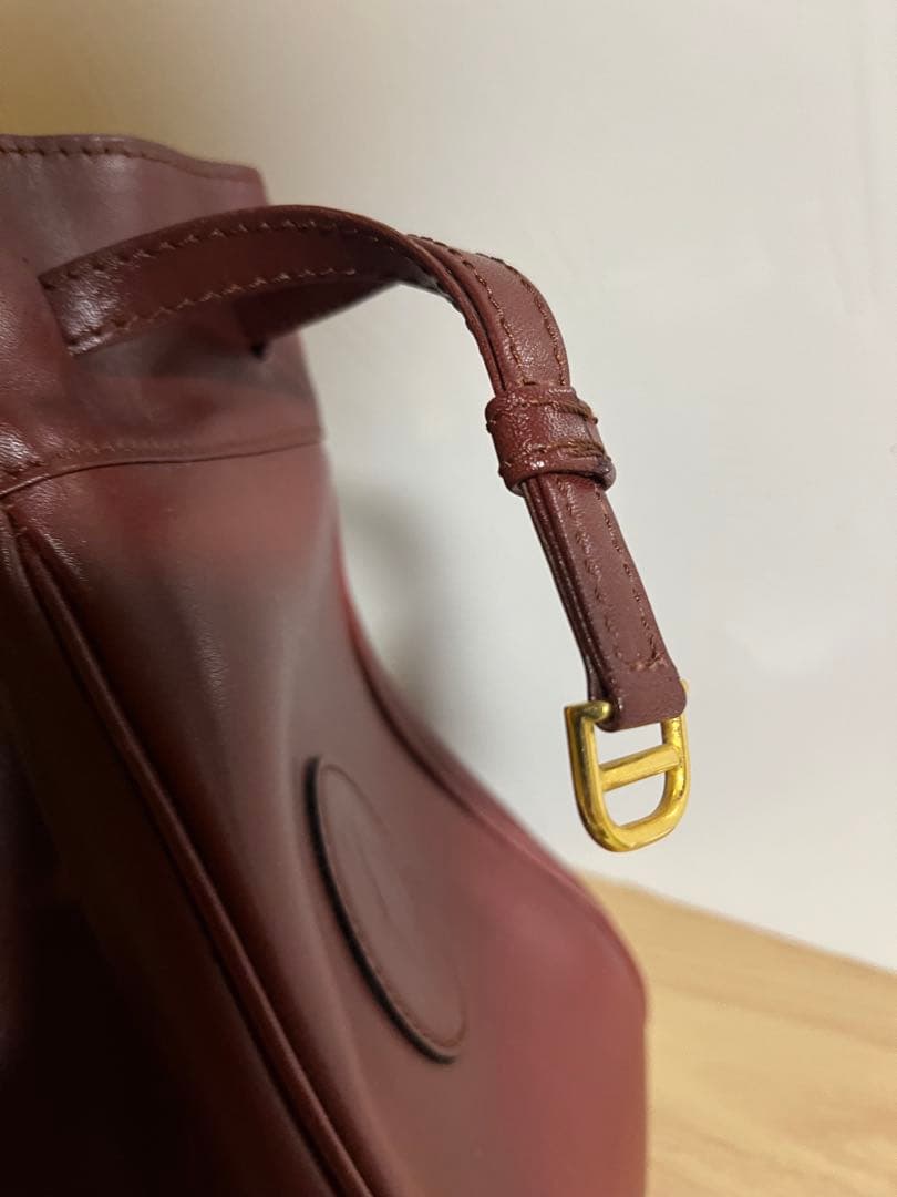 【未使用品 】カルティエ マストライン 巾着ショルダーバッグ レザー ボルドー