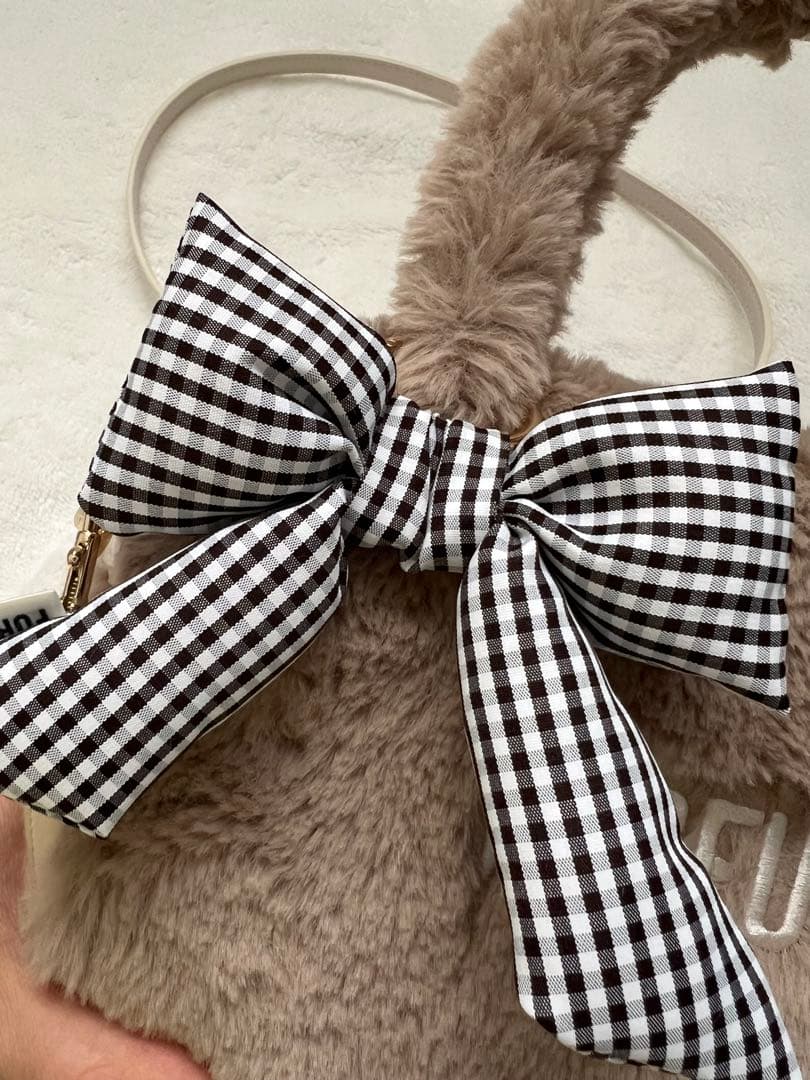 FURFUR エコファースクエアボストンバッグ　ベージュ