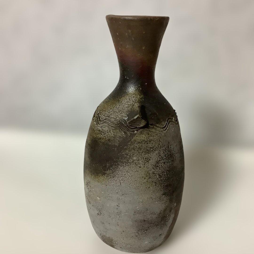 アンティーク　備前焼　花瓶　花入　陶春　徳田兼春　陶春作　箱付　美品　華道　花道