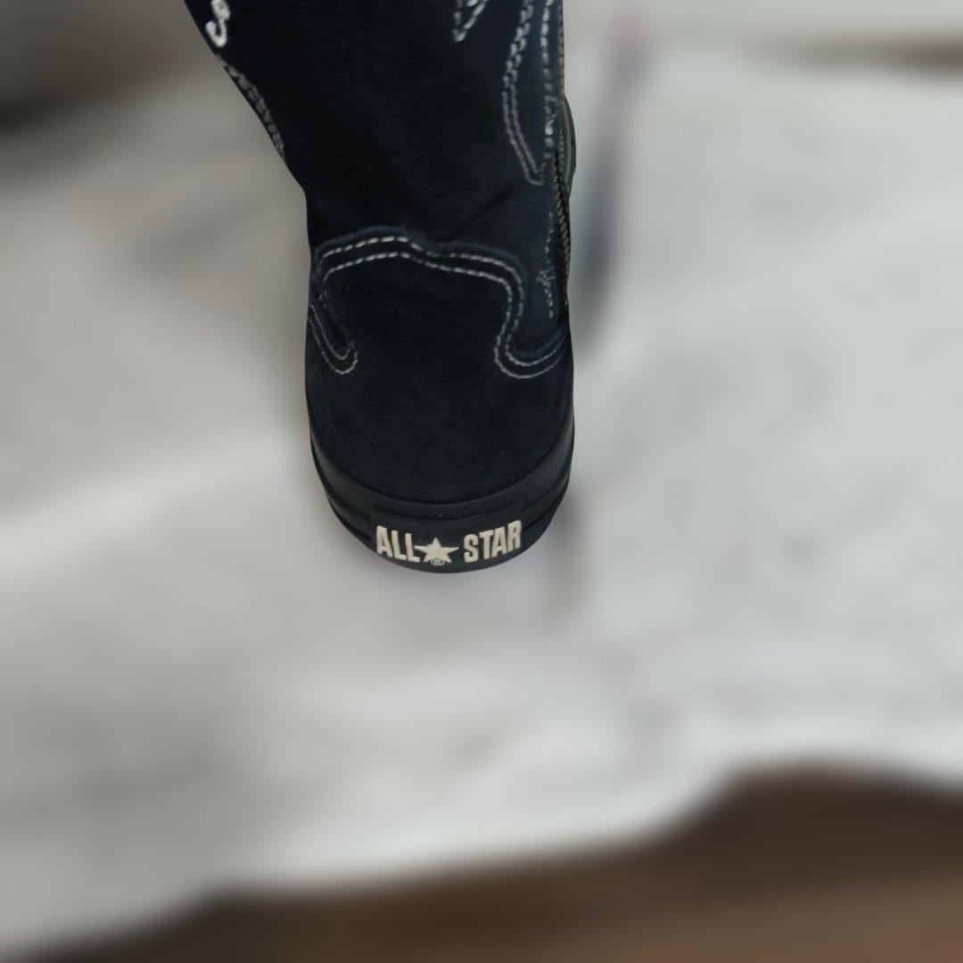 完売品コンバース ウエスタンブーツ ブラック ジップ スエード 刺繍　美品　箱有