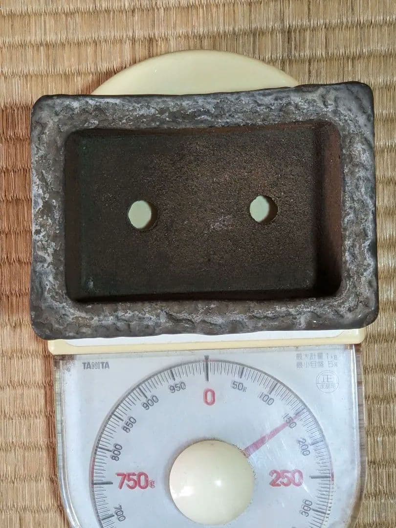 ♦小品盆栽鉢 辰山の釘彫り印 長方形四足ミニ盆栽鉢？中国 国内 古美術骨董品