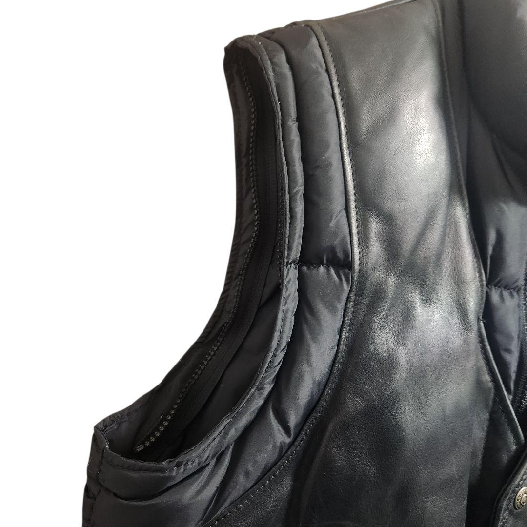 80s90s USA製 Schott レザーダウンベスト 40 グースダウン