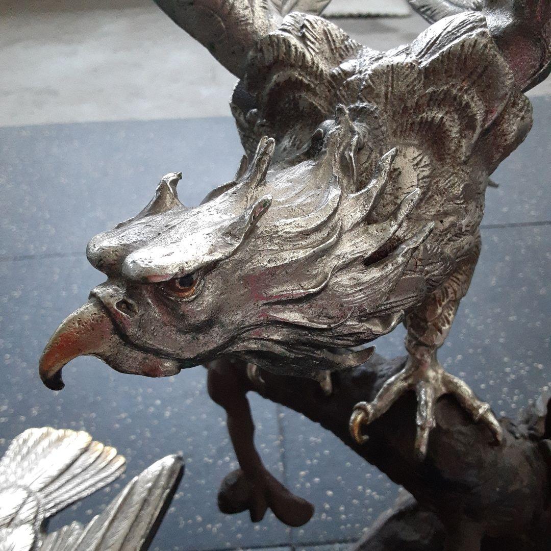 希少珍品　大きな鷲の銅製品置物　金シルバー
