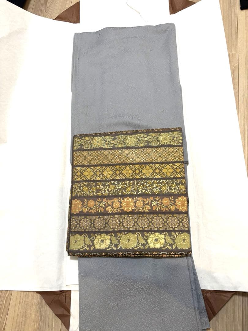 西陣陰山織物謹製 箔屋清兵衛 正絹 全通 袋帯 花文華文