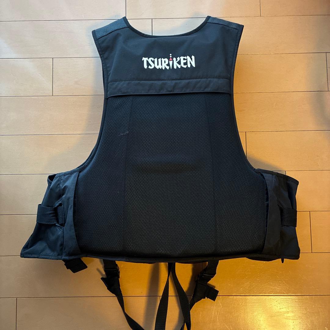 TSURIKEN 釣研　フローティングベスト Ｌサイズ　黒/赤