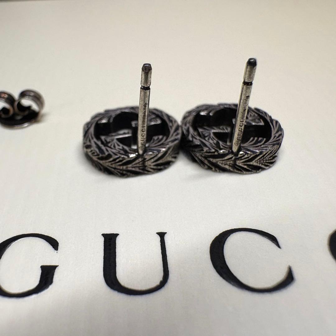 未使用　極美品　グッチ　GUCCI シルバー ピアス インターロッキングG 両耳