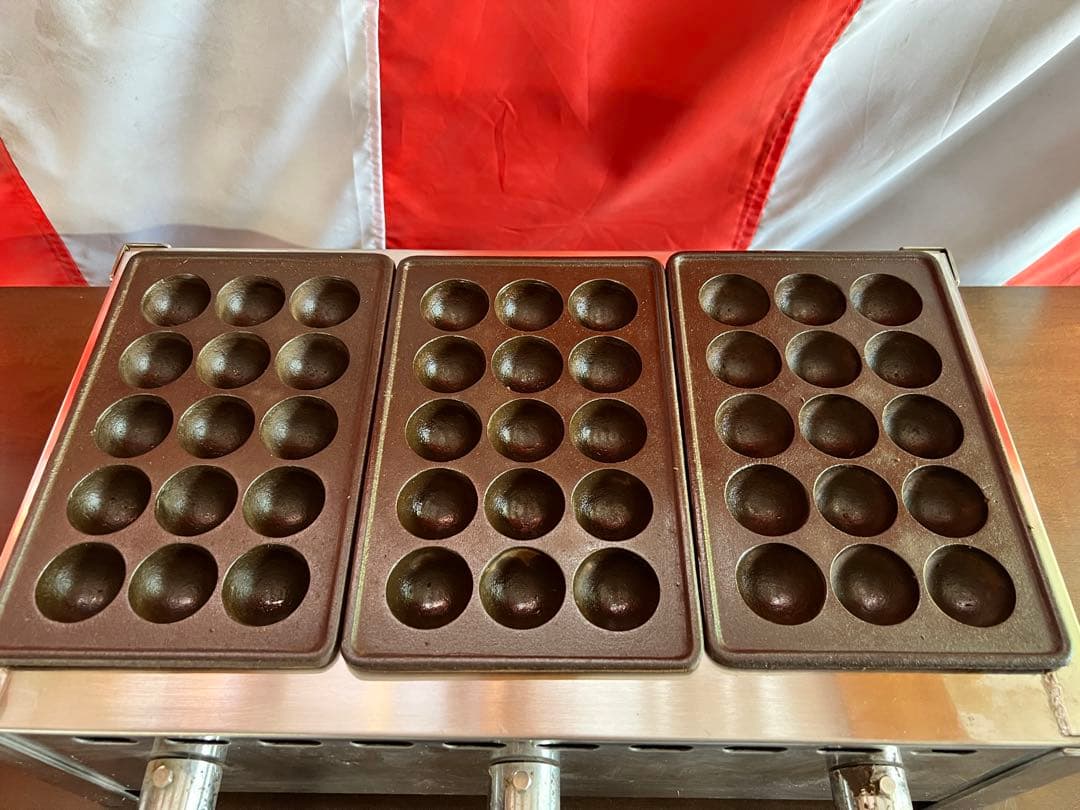 たこ焼き器　業務用　１5穴プレート３枚　45玉　プロパンガス　店舗　屋台　飲食店