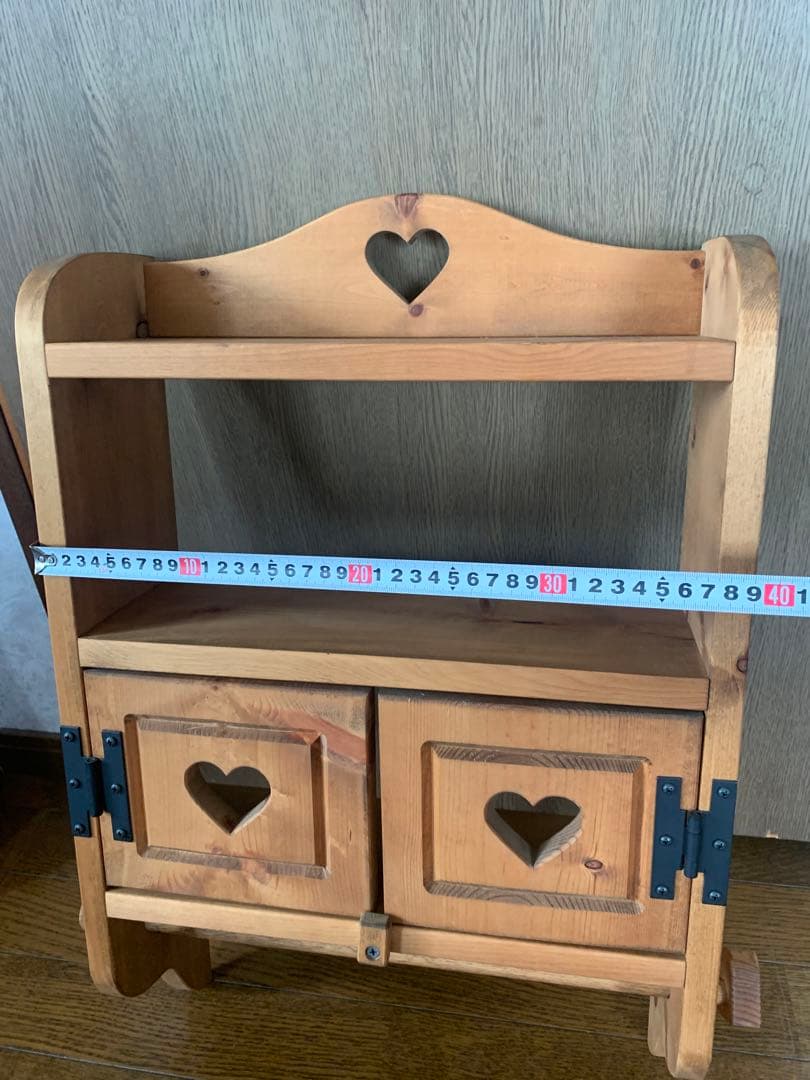 カントリー家具　木製　ハートくり抜き　棚　ラック　シェルフ