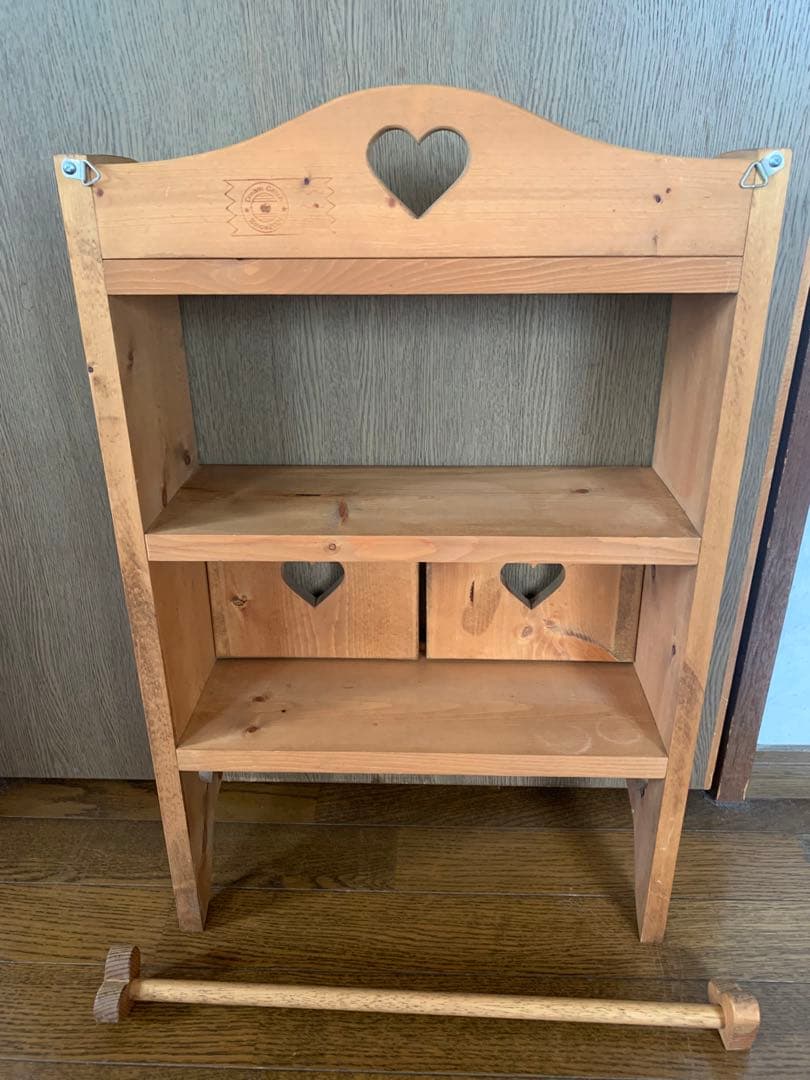 カントリー家具　木製　ハートくり抜き　棚　ラック　シェルフ