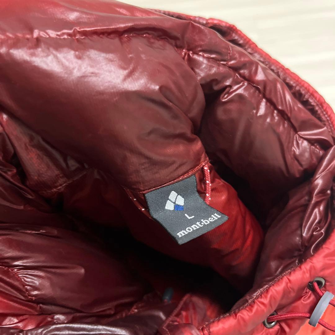 【美品】montbell フード付きダウンジャケット レッド