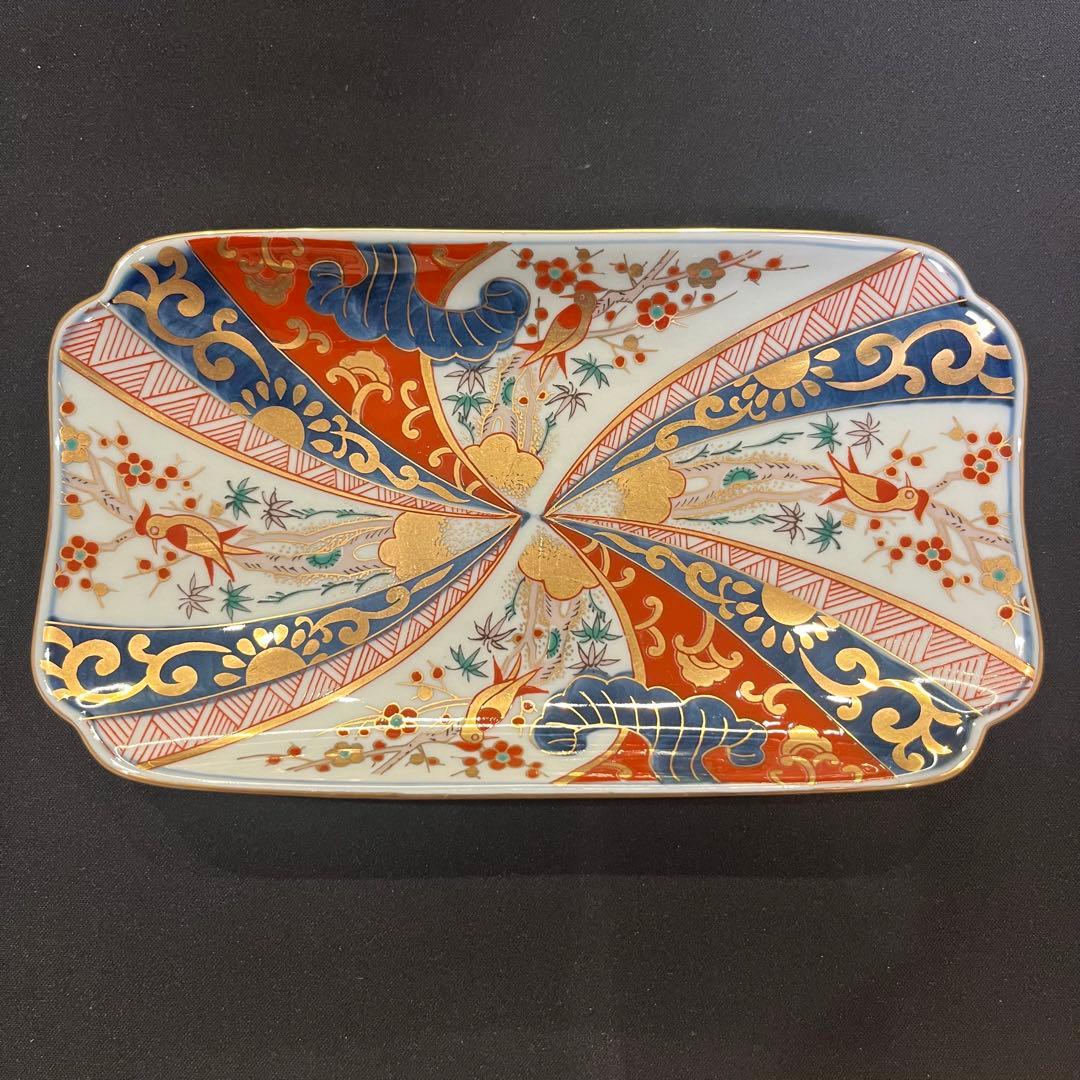 ゆ*う様 林九郎窯 色絵金彩 鳥文様 長皿｜有田焼・古伊万里風・和食器 5枚 セ