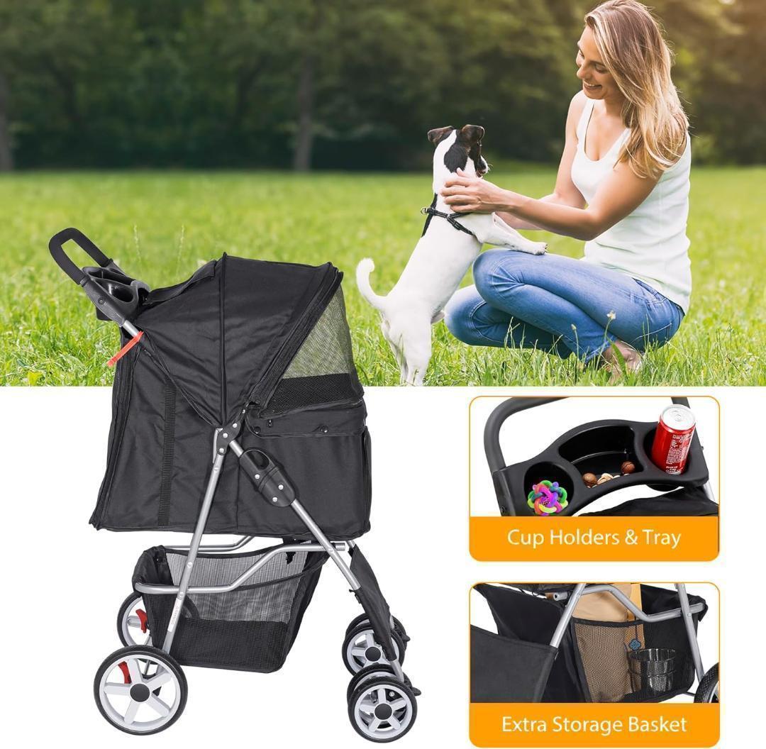 【M2798-103-65】ペットカート 4輪 折りたたみ 犬用カート