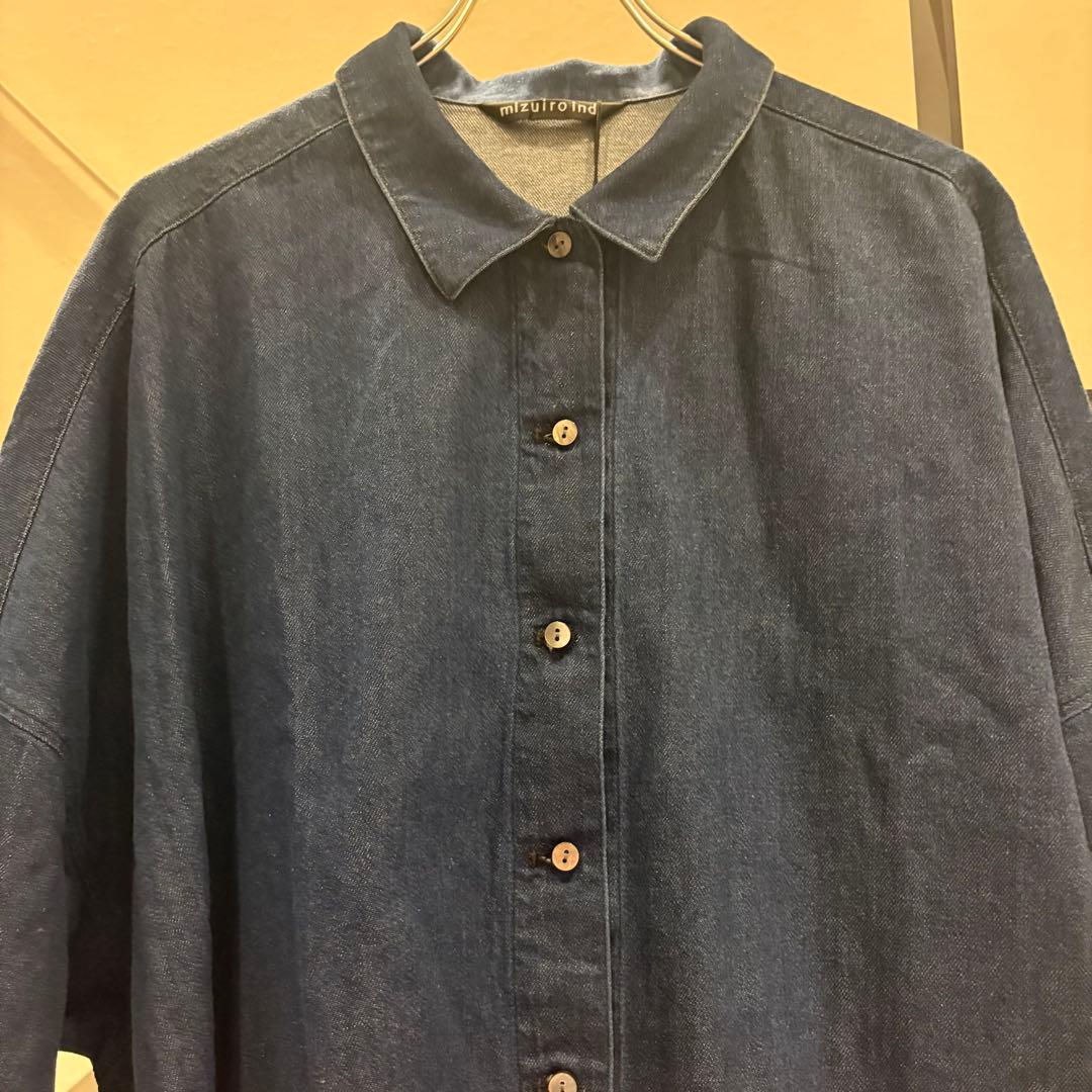mizuiro ind デニムワイドシャツ　岡山デニム　タグ付き