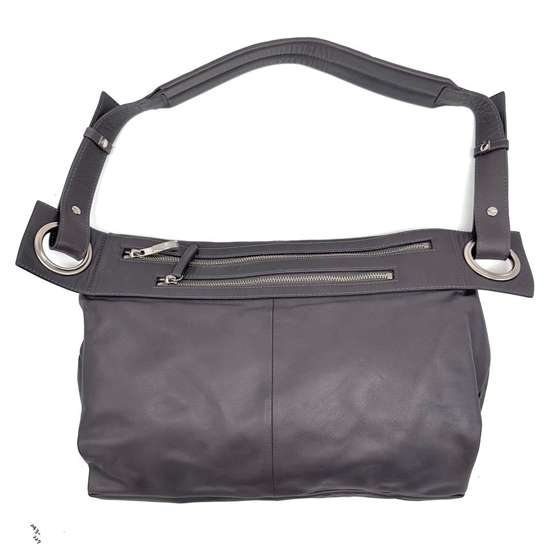 kawa-kawa ハトメ ボディバッグ Lサイズ レザー 赤みがかったグレー