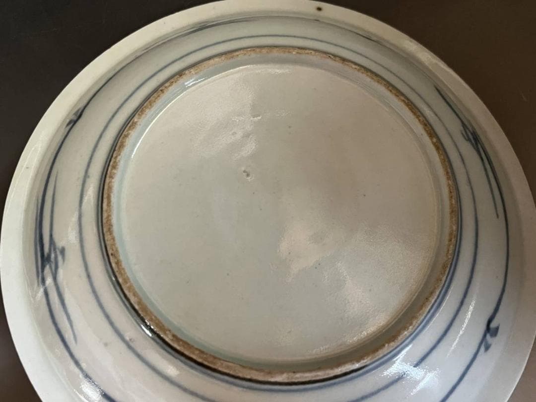 皿■染付花唐草文 江戸期 古伊万里 松竹梅 大皿 飾り皿 桐箱 時代物 骨董品■