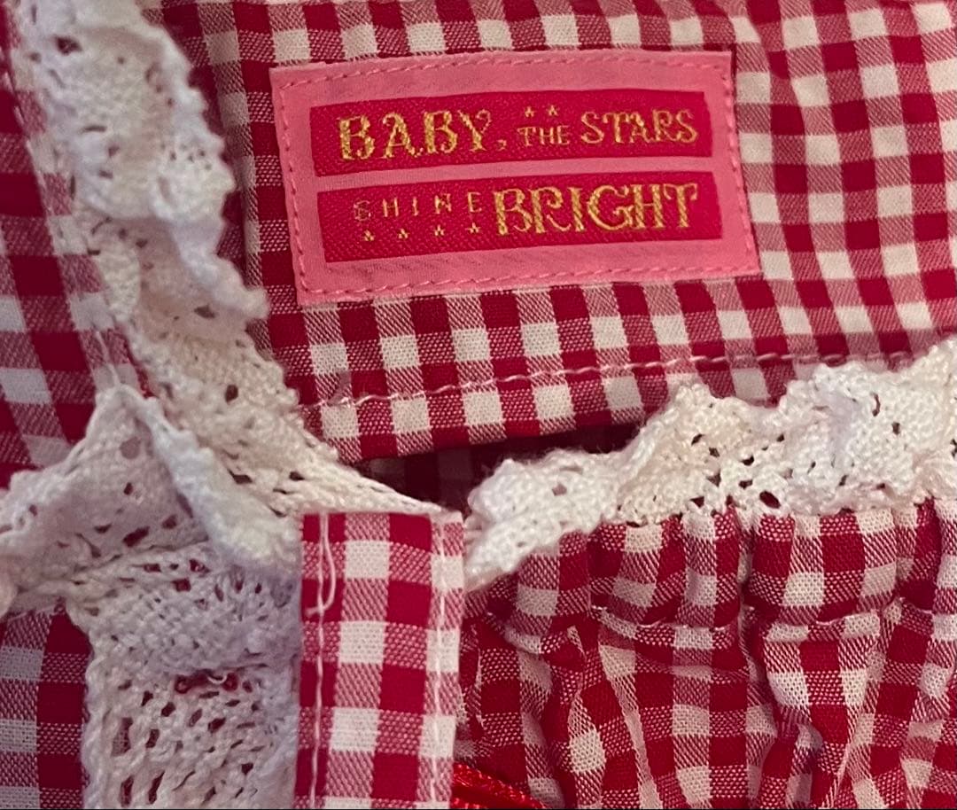 【BABY】ギンガムチェック巻バラドールワンピース　ヘッドドレス