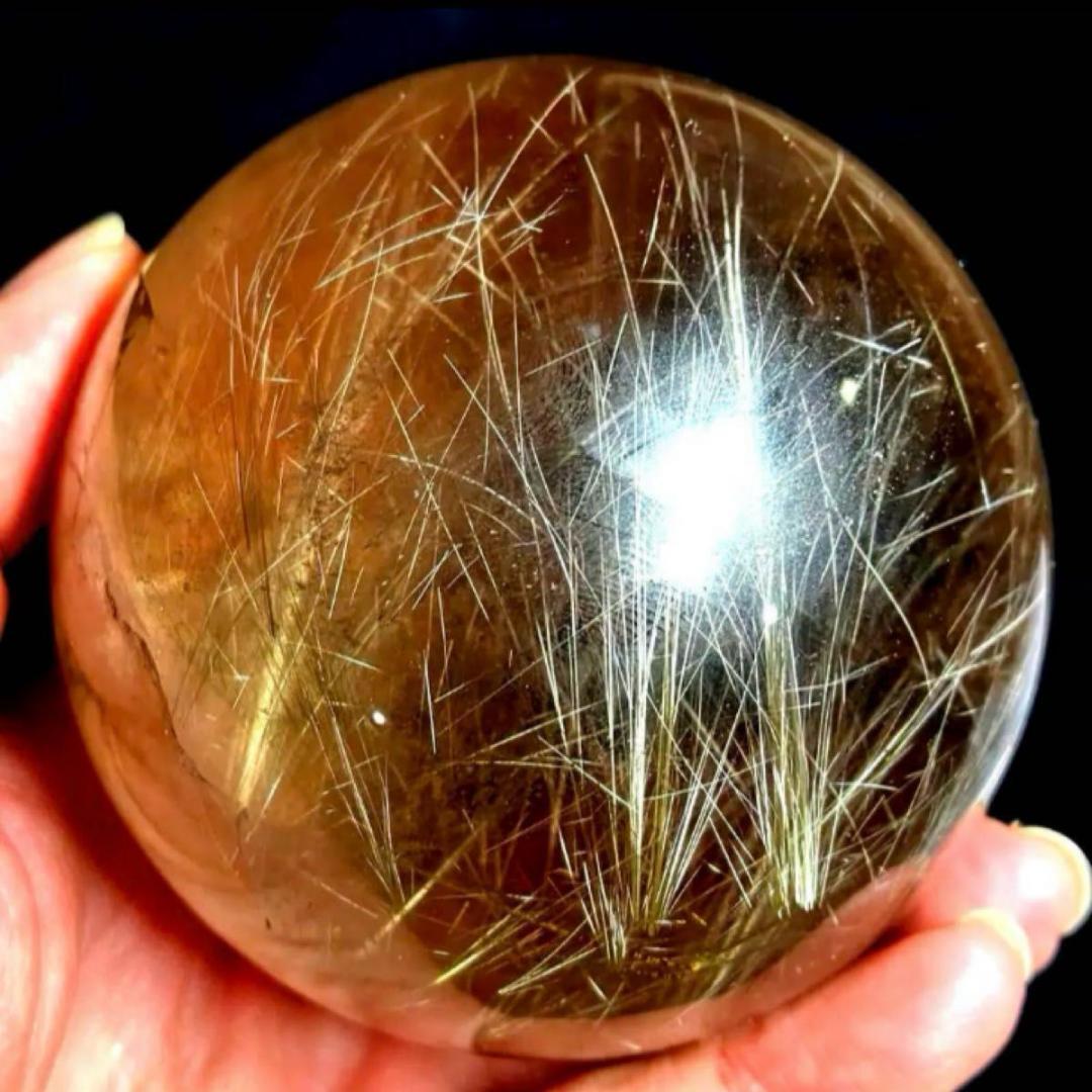 希少★ゴールドルチルクォーツ★丸玉　77mm　ビックサイズ　天然石