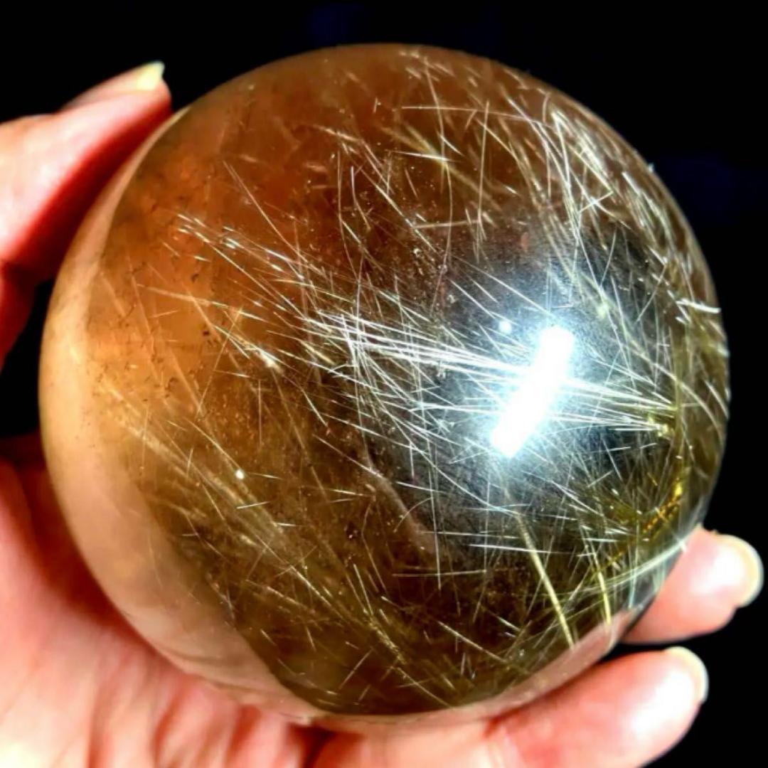 希少★ゴールドルチルクォーツ★丸玉　77mm　ビックサイズ　天然石