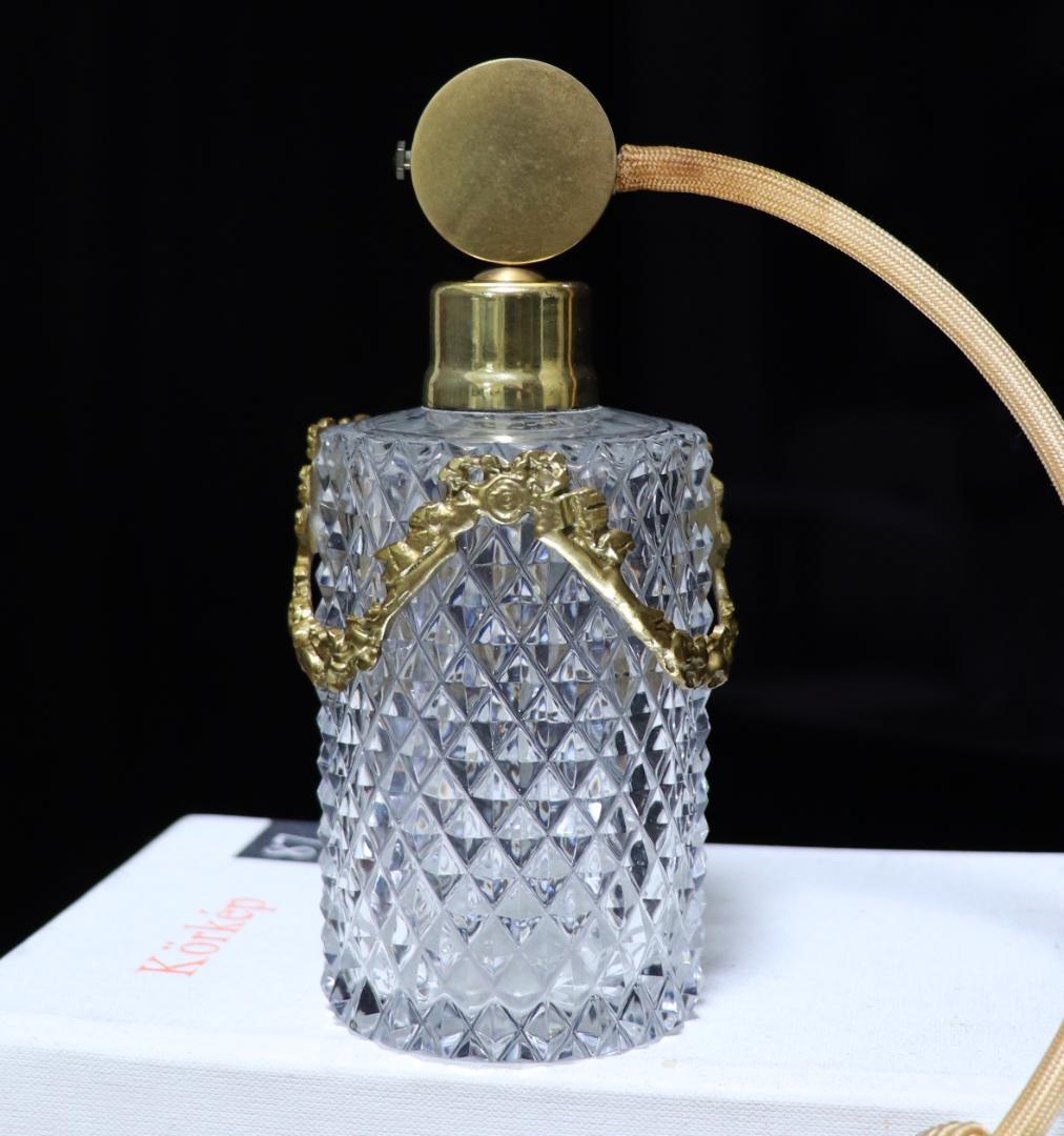 オールド・バカラ 珍品 ブロンズ装飾 ディアマンビゾー バルブ式アトマイザー