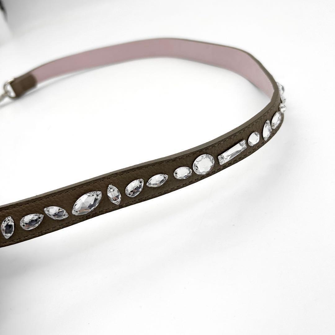 未使用級　A.D.M.J　ショルダーストラップ　クリスタル　ビジュー　レザー