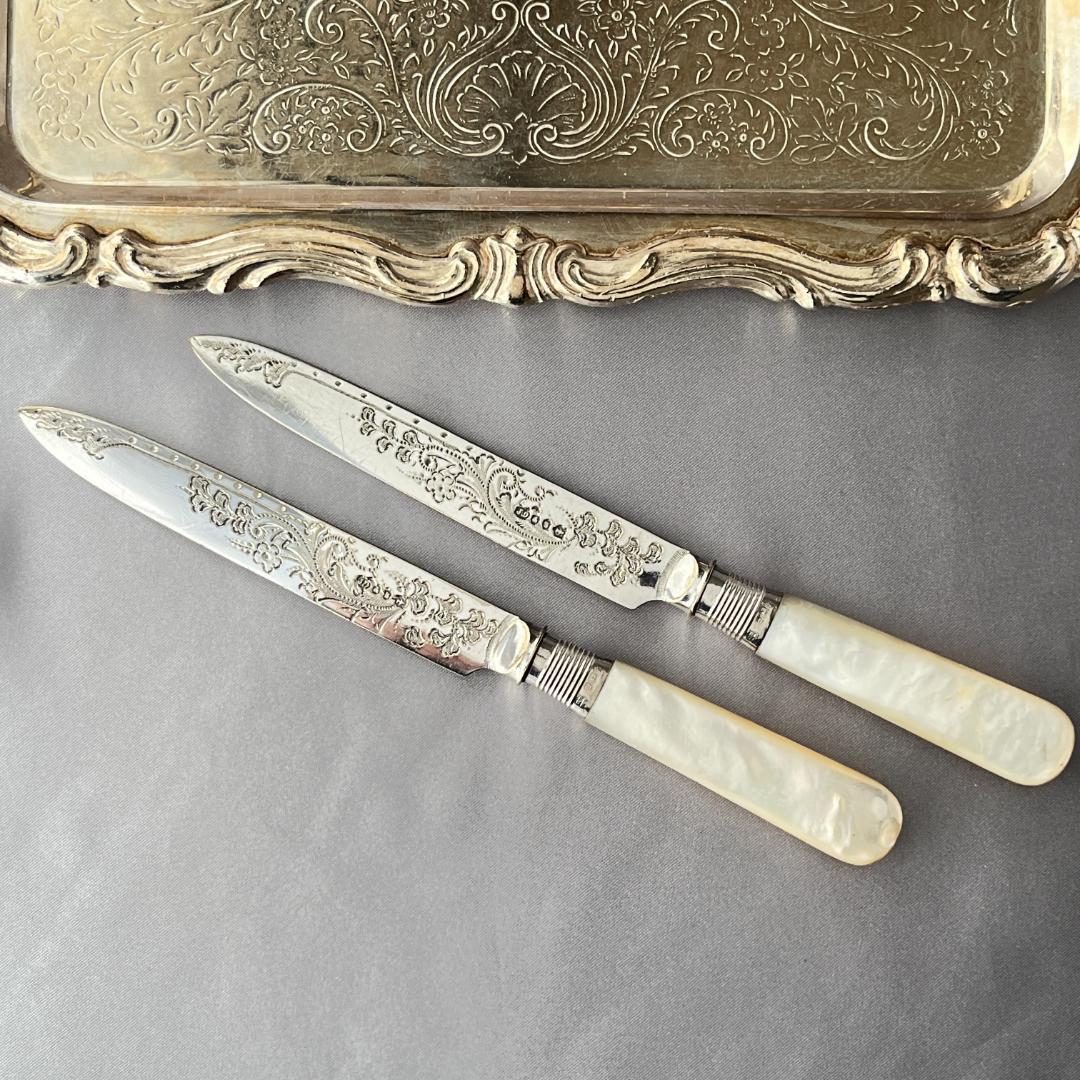 【James Deakin & Sons 】【純銀継手 / 白蝶貝】ティーナイフ