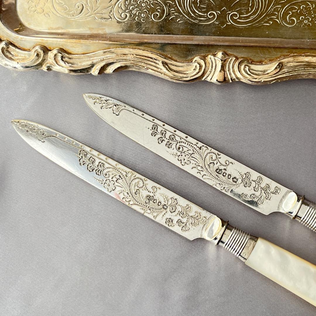 【James Deakin & Sons 】【純銀継手 / 白蝶貝】ティーナイフ