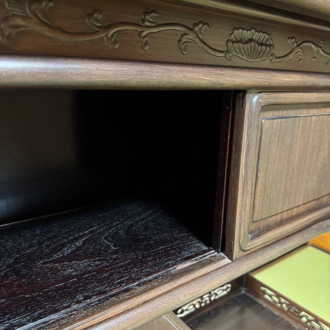 【美品】唐木 棚　無垢 茶棚 高さ違い棚 茶箪笥 レトロ　送料込