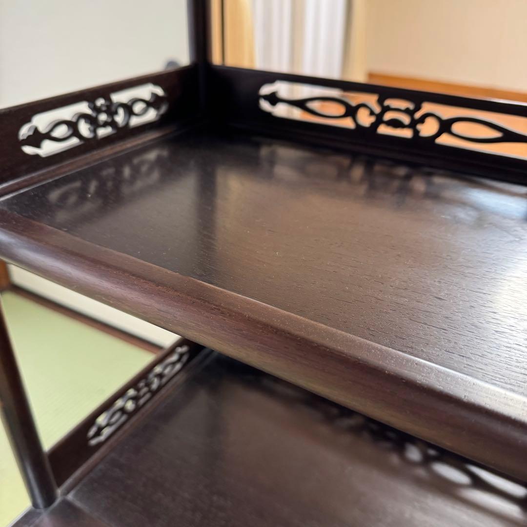 【美品】唐木 棚　無垢 茶棚 高さ違い棚 茶箪笥 レトロ　送料込