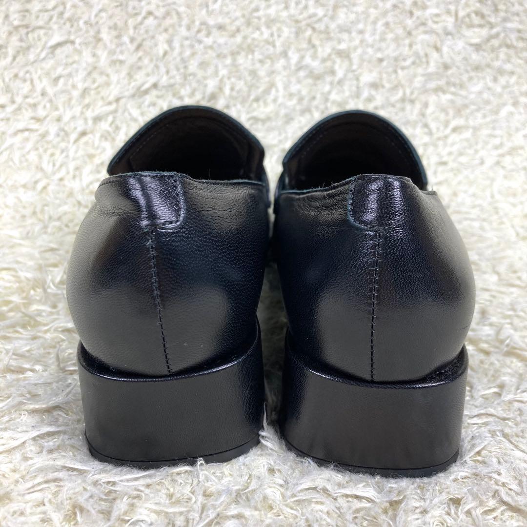 『未使用級』ファビオルスコーニ ローファー スクエアトゥ ブラック レザー 37