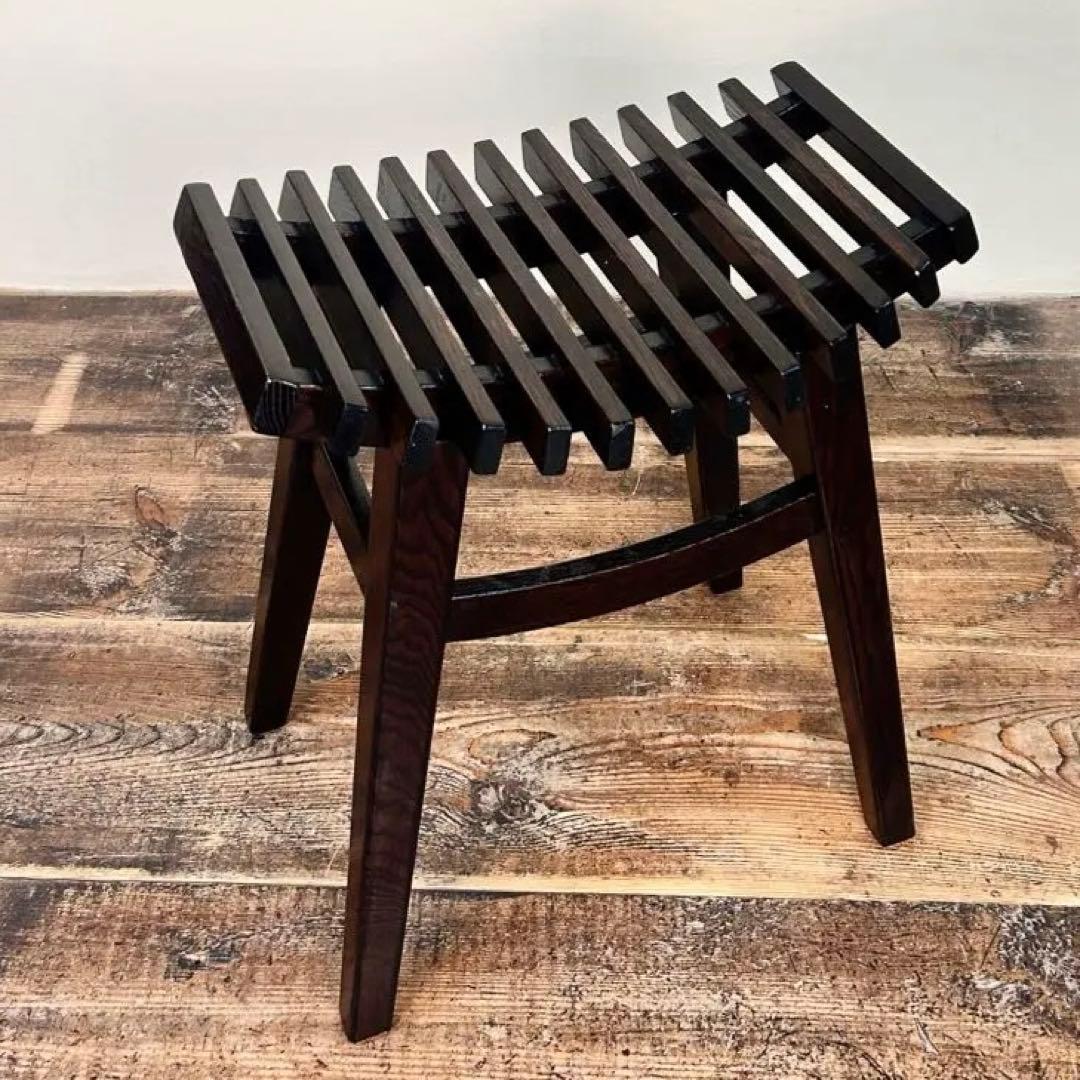 アンティーク 木製スツール 無垢材 昭和中期 工房 木組構造 ビンテージ 椅子