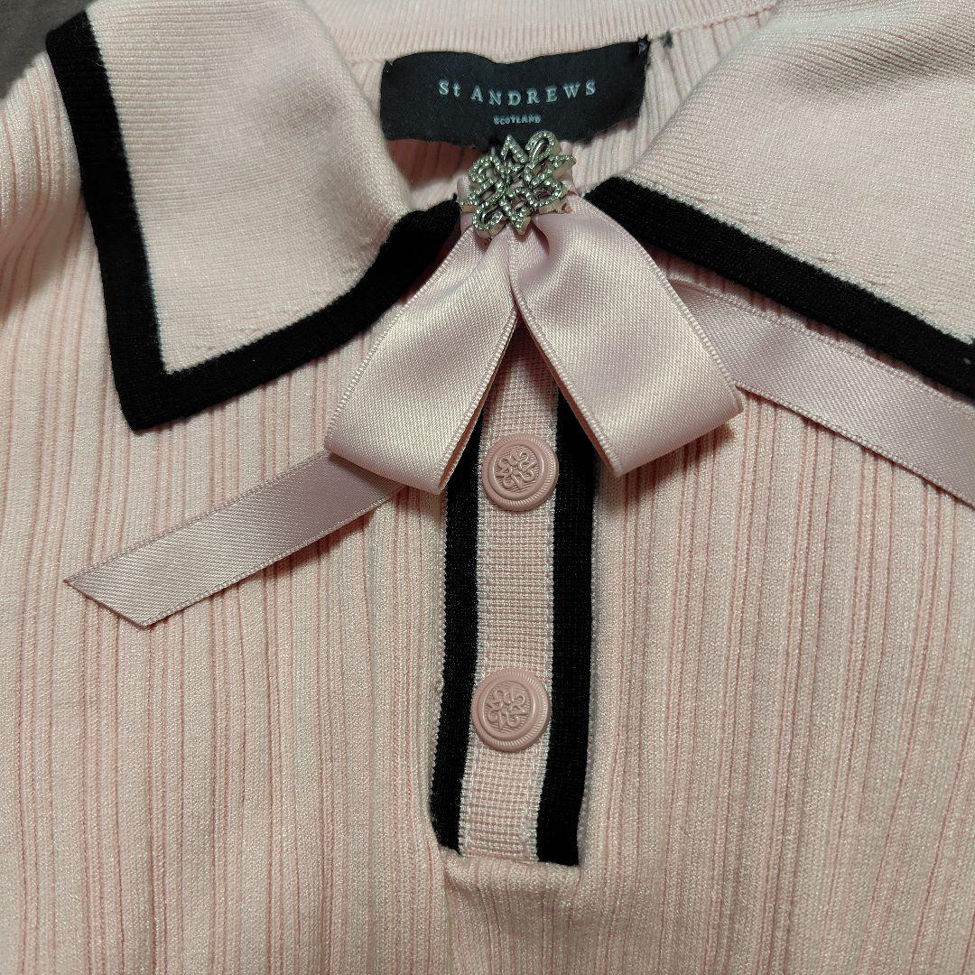 ST ANDREWS 　ニット　セーター 　リボン　ビジュー　ピンク