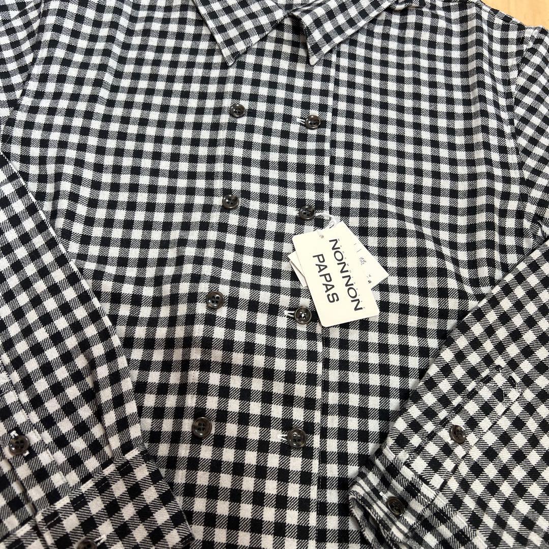 タグ付き新品　マドモアゼルノンノンパパス　シャツ　ジャケット　長袖　毛50綿50