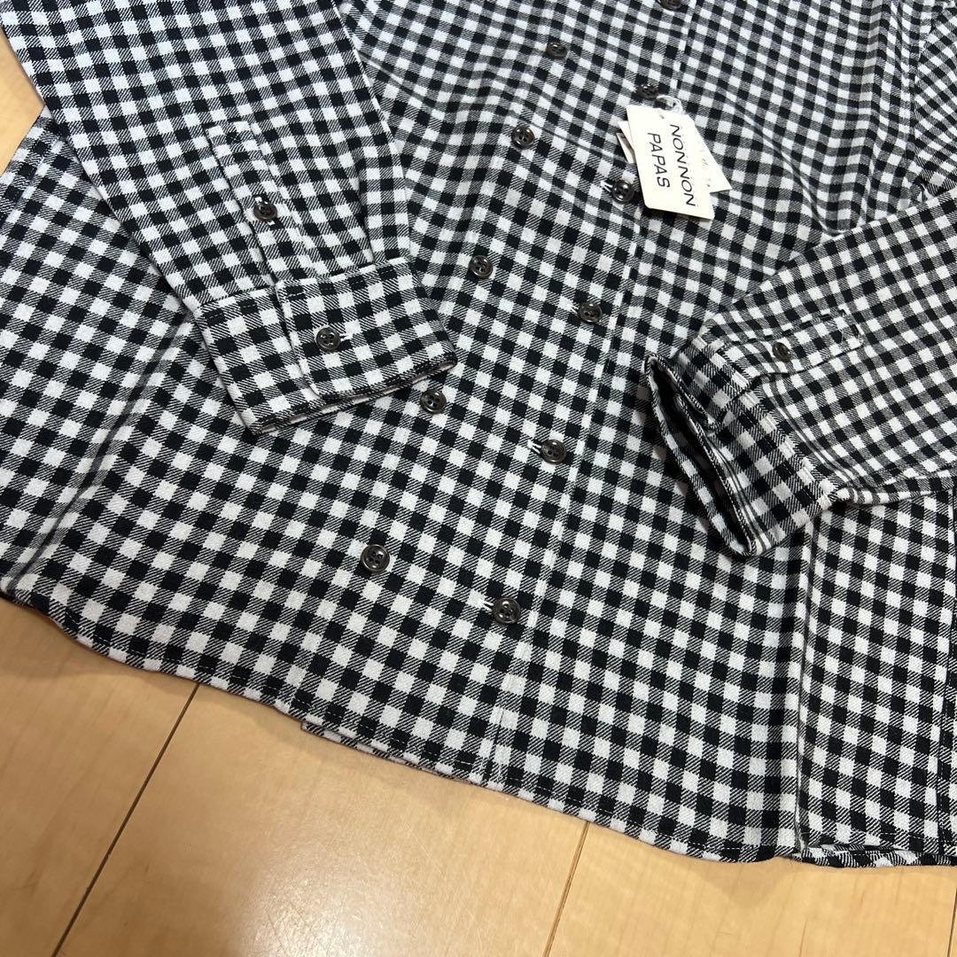 タグ付き新品　マドモアゼルノンノンパパス　シャツ　ジャケット　長袖　毛50綿50