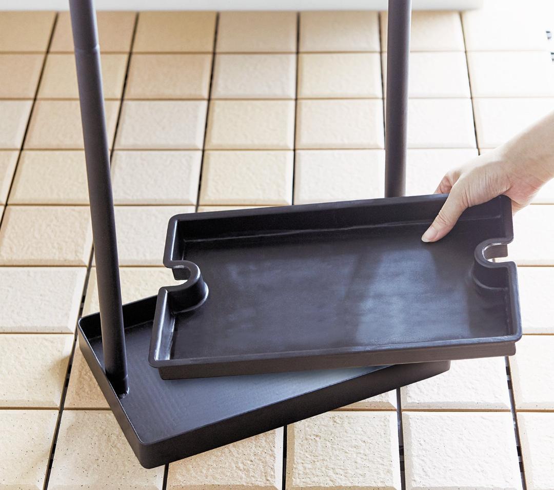 ☆12本収納可！傘ハンガー＋小物トレー付 マットブラック