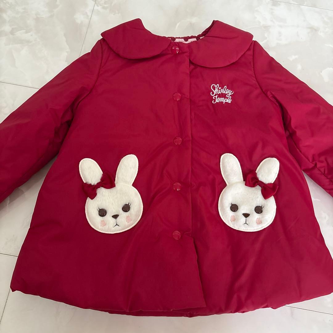 新品未使用♡タグ付き♡うさぎタフタコート♡S♡100から115♡アウター赤うさ耳