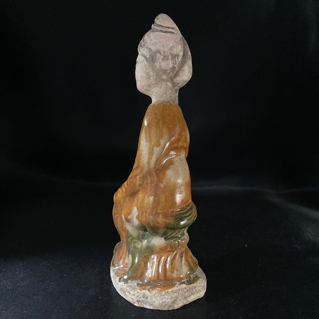 赤札閉店セール❗️【ギャラリー三益】三彩美人座俑（唐時代）