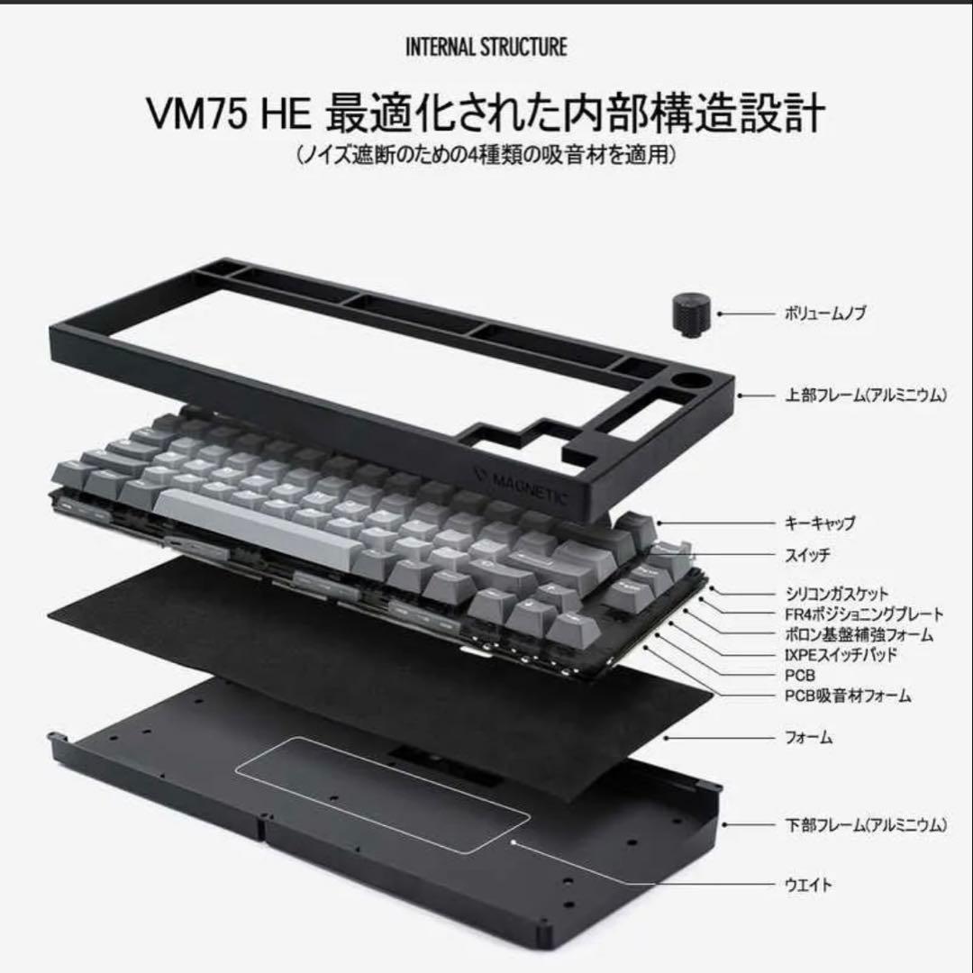 【価格交渉可】VARO VM75HE ゲーミングキーボード 75%レイアウト