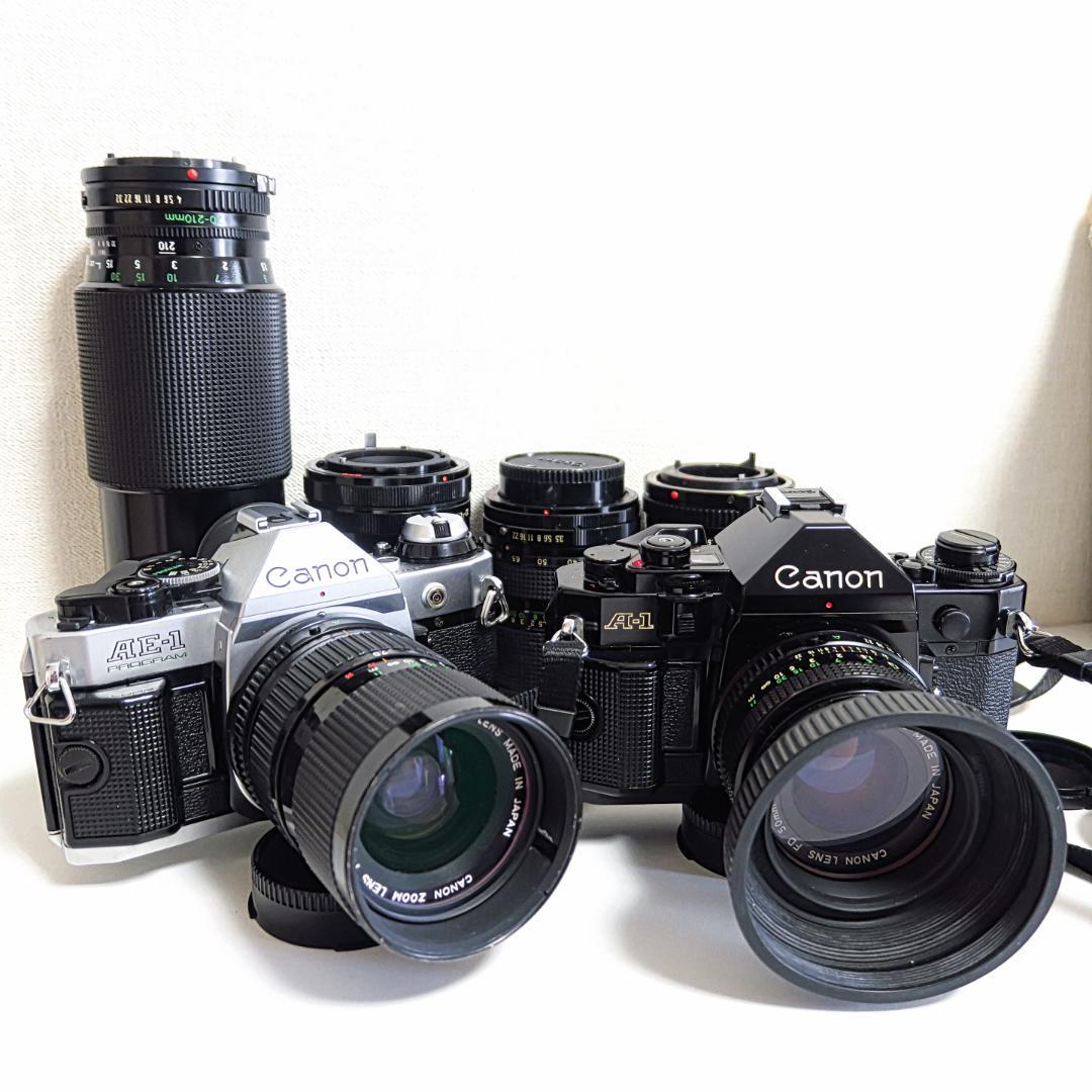 CANON　A-1本体　AE-1+P本体　交換レンズ６本　取説　ジャンク