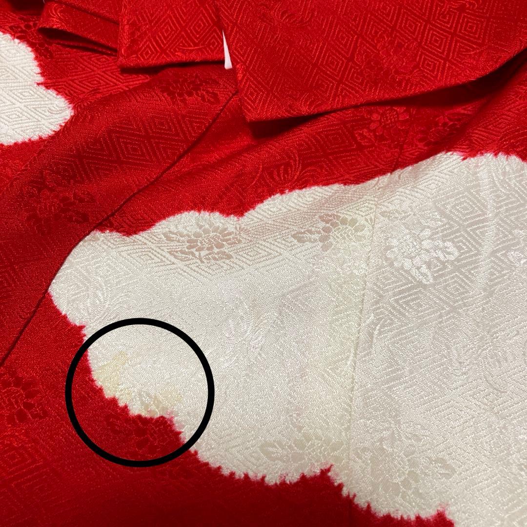 七五三 ３歳 女の子 正絹 着物長襦袢セット 絞り 赤白 金刺繍 熨斗目